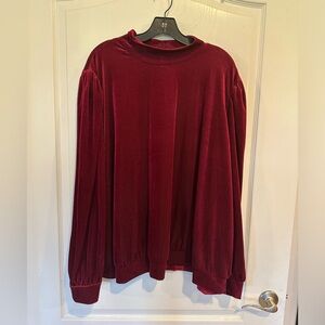 Cato women’s burgundy long sleeve velvet blouse plus size 26/28W
